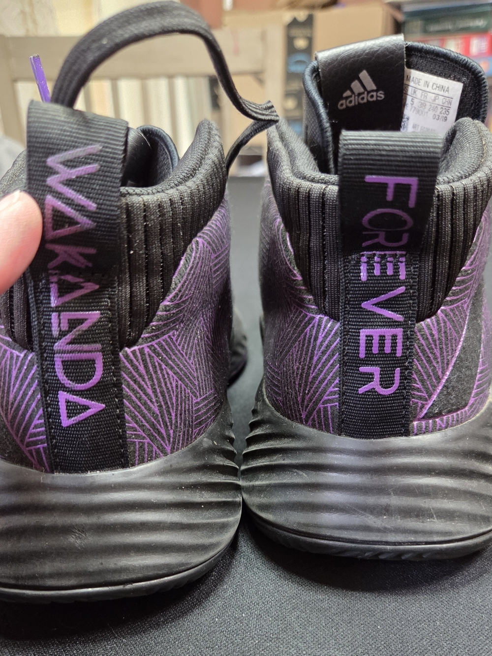 adidas Black and Purple Men’s High-Top Sneakers - Picture 3 of 8